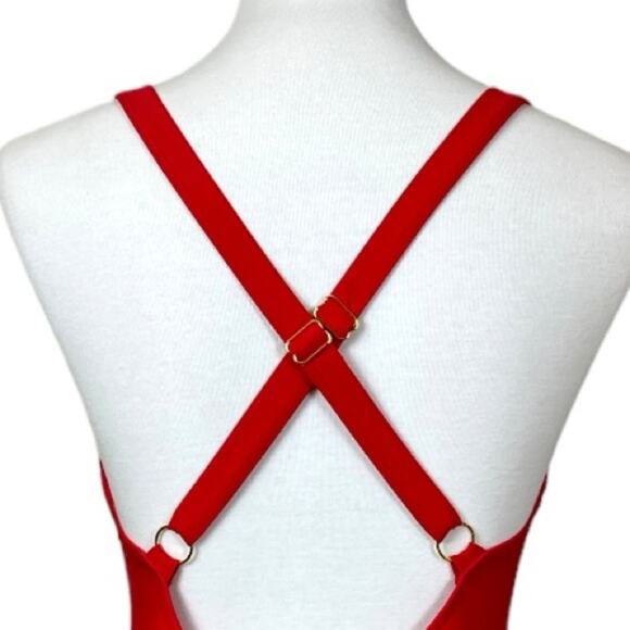 Cupshe New Swimsuit Cherry Red One Piece Criss Cross Circle Women’s Size Medium - Picture 8 of 12